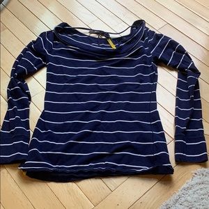 Lole Megan Striped tie neck long sleeve top EUC